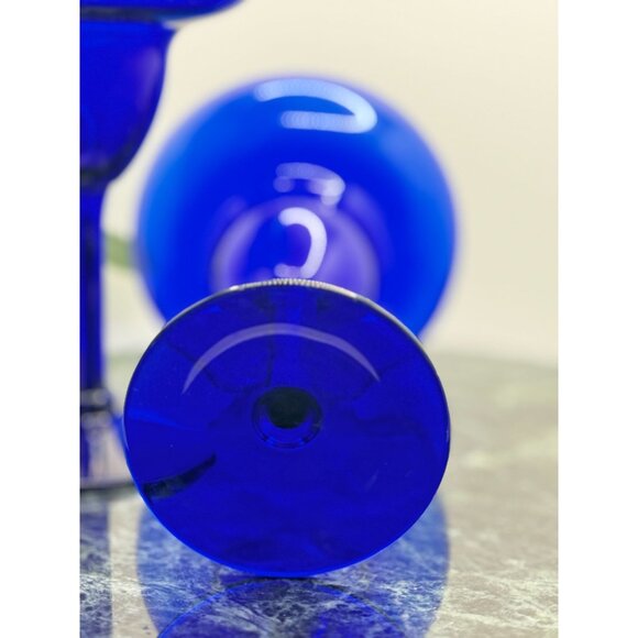 Vintage Pier 1 Cobalt Blue Glass Margarita Cocktail Goblets Set Of 2 - Picture 8 of 15